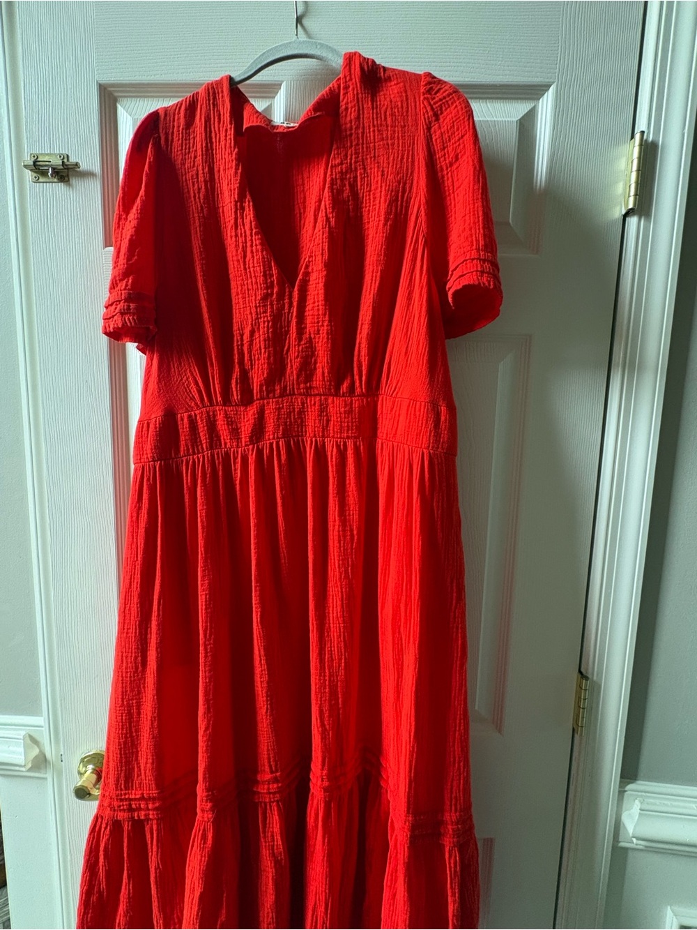 Boden Vibrant Red Tiered Maxi Dress
